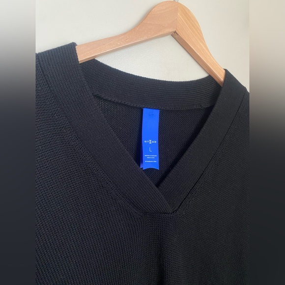 KIT AND ACE Black V-neck Sweater Midi Dress in 99% Merino wool with Nylon Large - Picture 10 of 14